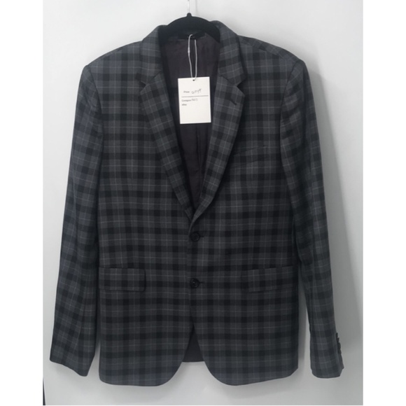 Paul Smith mens gray black purple wool plaid sports coat KENSINGTON FIT sz 38/6R